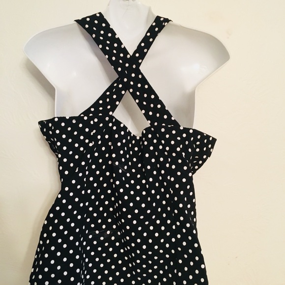 Sourpuss XL Cross Top Rockabilly Womens Polka Dot - Picture 3 of 4